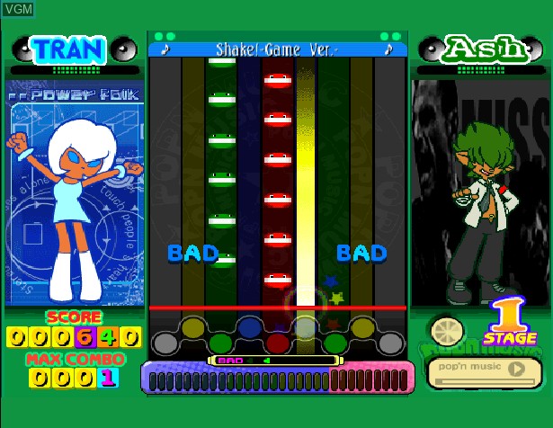 In-game screen of the game Pop'n Music 6 on Sony Playstation