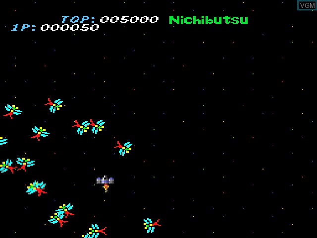 In-game screen of the game Arcade Hits - Moon Cresta on Sony Playstation