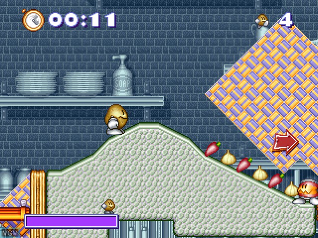In-game screen of the game Kitchen Panic on Sony Playstation