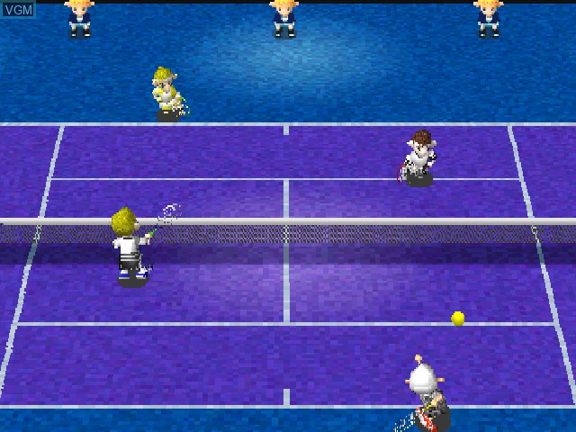 In-game screen of the game One Two Smash - Tanoshii Tennis on Sony Playstation