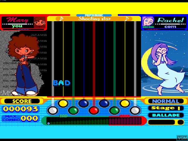 In-game screen of the game Pop'n Music 5 on Sony Playstation