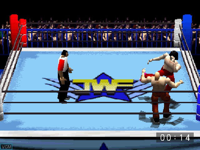 In-game screen of the game Pro Wrestling Sengokuden - Hyper Tag Match on Sony Playstation