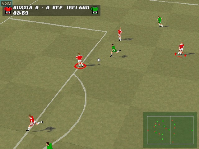 In-game screen of the game Super Match Soccer on Sony Playstation