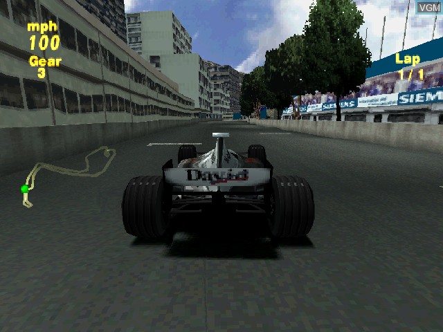 In-game screen of the game Formula One 99 on Sony Playstation