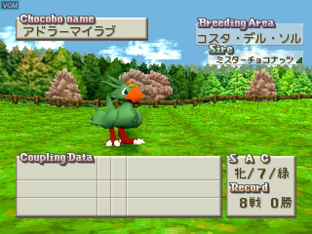 In-game screen of the game Chocobo Collection on Sony Playstation