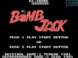 Title screen of the game Bomb Jack on Sega SG-1000