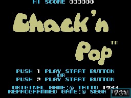 Title screen of the game Chack'n Pop on Sega SG-1000