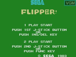 Title screen of the game Sega Flipper on Sega SG-1000