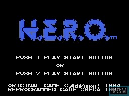 Title screen of the game H.E.R.O. on Sega SG-1000