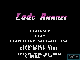 Title screen of the game Lode Runner on Sega SG-1000