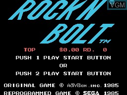 Title screen of the game Rock N' Bolt on Sega SG-1000