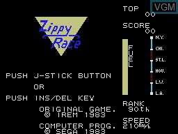 Title screen of the game Zippy Race on Sega SG-1000