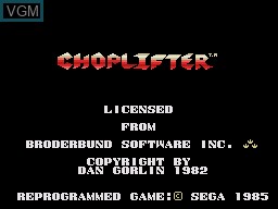 Title screen of the game Choplifter on Sega SG-1000