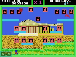 In-game screen of the game Bomb Jack on Sega SG-1000