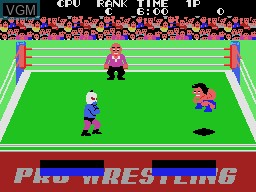 In-game screen of the game Champion Pro Wrestling on Sega SG-1000