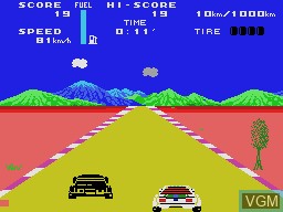 In-game screen of the game Safari Race on Sega SG-1000