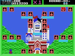 In-game screen of the game Bomb Jack on Sega SG-1000