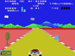In-game screen of the game Safari Race on Sega SG-1000