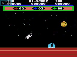 In-game screen of the game Choplifter on Sega SG-1000