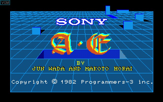 Title screen of the game A.E. on Sony SMC-777