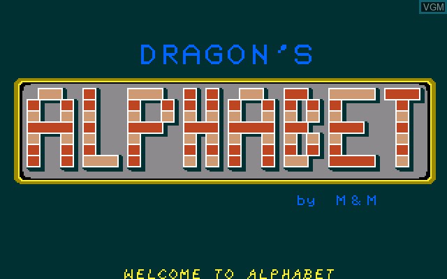 Title screen of the game Dragon's Alphabet on Sony SMC-777