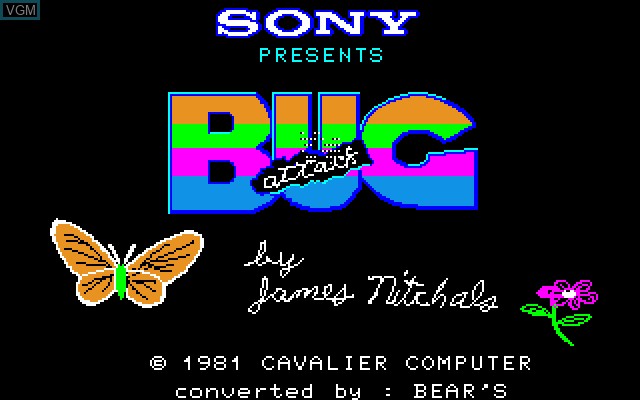 Title screen of the game Bug Attack on Sony SMC-777