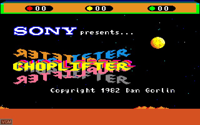 Title screen of the game Choplifter on Sony SMC-777