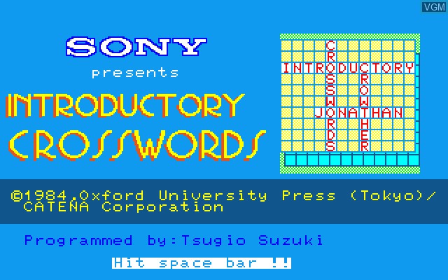 Title screen of the game Introductory Crosswords on Sony SMC-777