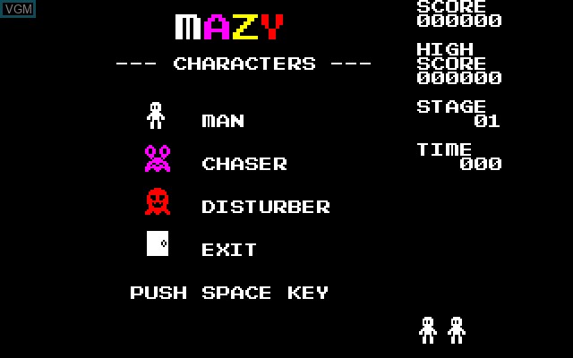 Title screen of the game MAZY on Sony SMC-777