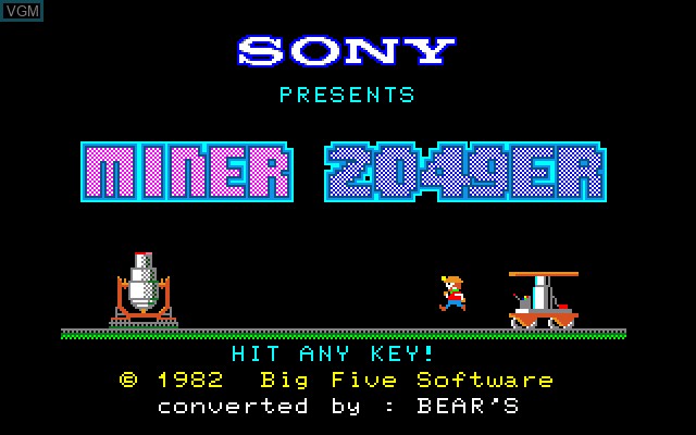 Title screen of the game Miner 2049 on Sony SMC-777