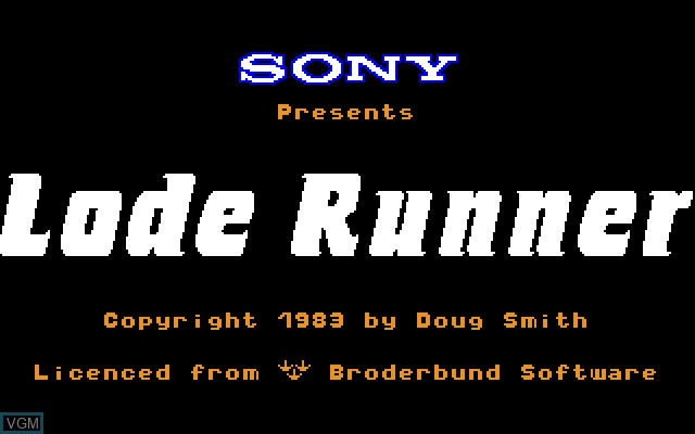 Title screen of the game Lode Runner on Sony SMC-777