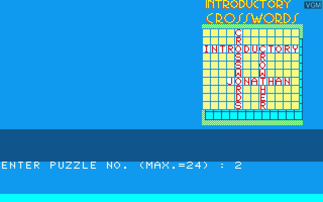 Menu screen of the game Introductory Crosswords on Sony SMC-777