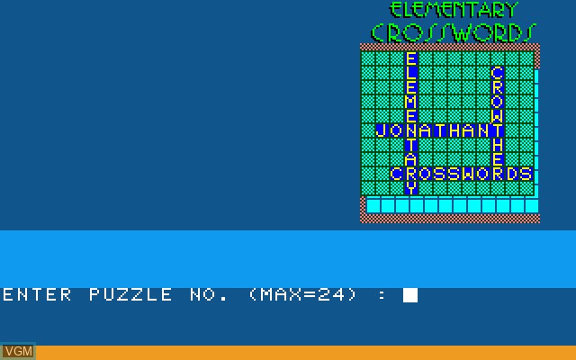 Menu screen of the game Elementary Crosswords on Sony SMC-777