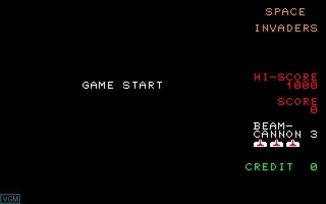 Menu screen of the game Space Invaders on Sony SMC-777