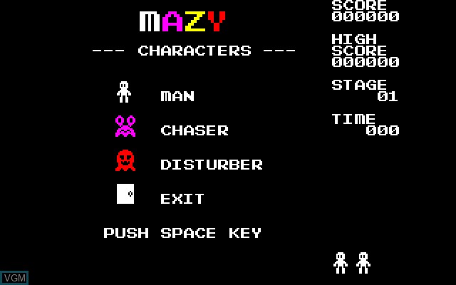 Menu screen of the game MAZY on Sony SMC-777
