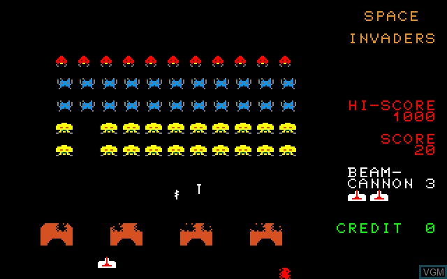 In-game screen of the game Space Invaders on Sony SMC-777