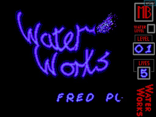 Title screen of the game WaterWorks on MGT Sam Coupé