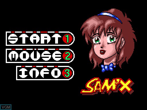 Menu screen of the game Sam'X on MGT Sam Coupé