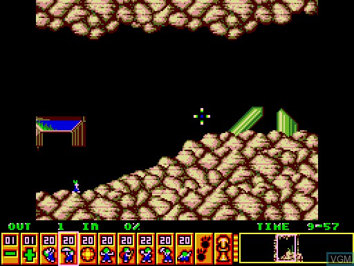 In-game screen of the game Oh No! More Lemmings on MGT Sam Coupé