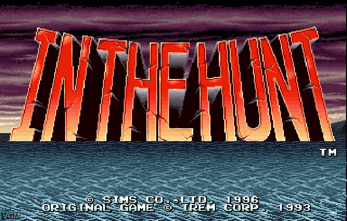 Title screen of the game In the Hunt on Sega Saturn