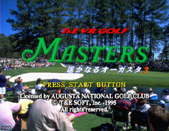 Title screen of the game Masters - Harukanaru Augusta 3 on Sega Saturn