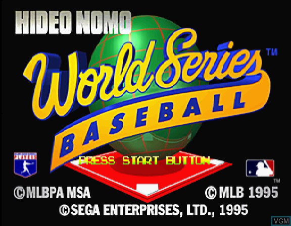 Title screen of the game Hideo Nomo World Series Baseball on Sega Saturn