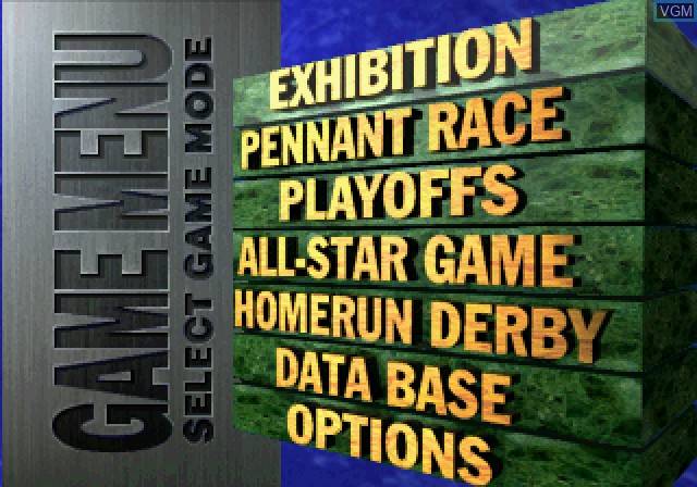 Menu screen of the game World Series Baseball on Sega Saturn
