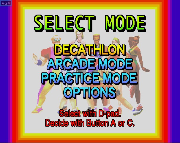 Menu screen of the game DecAthlete on Sega Saturn