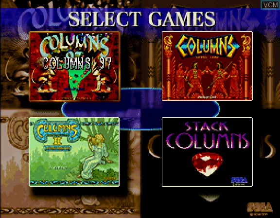 Menu screen of the game Sega Ages - Columns Arcade Collection on Sega Saturn