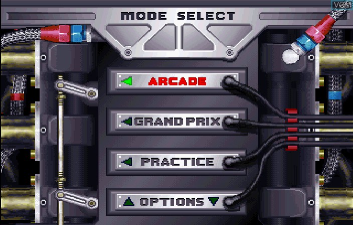 Menu screen of the game V.R. Virtua Racing on Sega Saturn