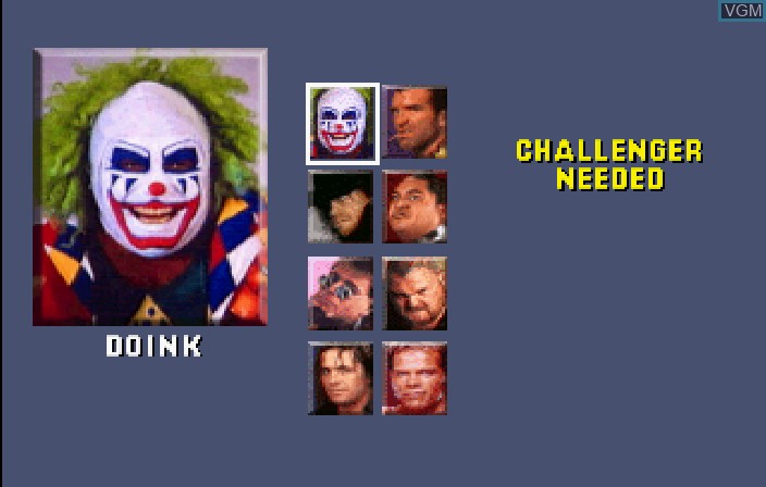 Menu screen of the game WWF WrestleMania - The Arcade Game on Sega Saturn