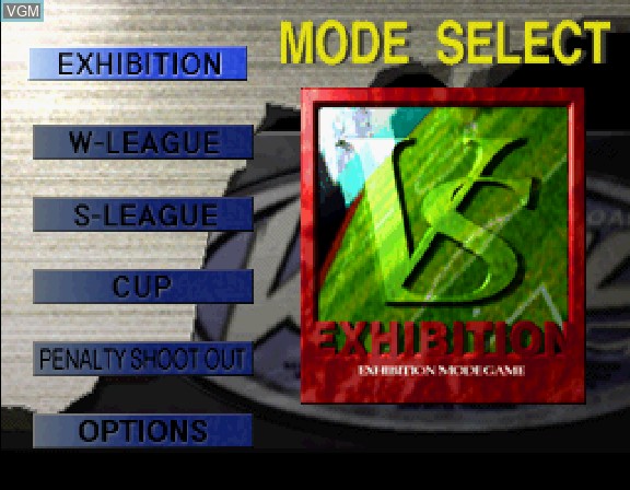 Menu screen of the game Worldwide Soccer - Sega International Victory Goal Edition on Sega Saturn