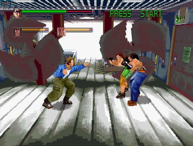 In-game screen of the game Die Hard Arcade on Sega Saturn