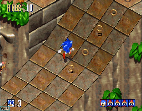 In-game screen of the game Sonic 3D - Flickies' Island on Sega Saturn